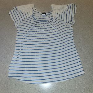 Blue and white striped top 19